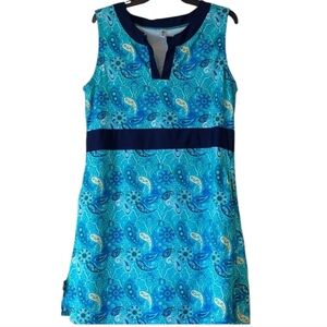 Mazu Swim Cover-up Dress L Aqua Teal Blue Paisley EUC